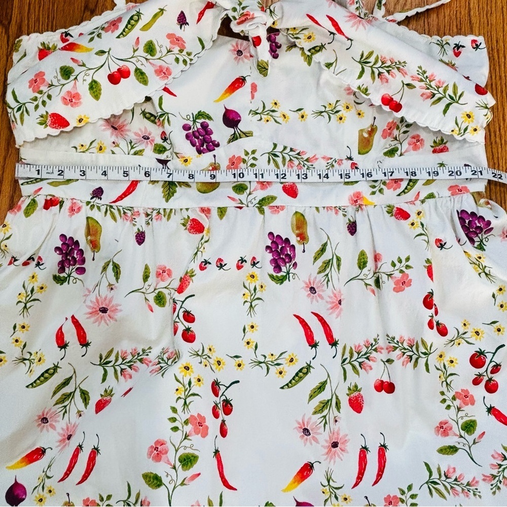 Old Navy White Green Fruits Floral Tie Front Smocked Sleeveless Midi Dress Sz 2X - Picture 14 of 16